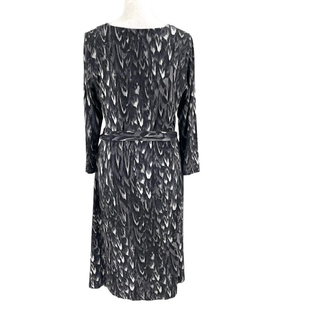Talbots Stretch Abstract Feather Print Wrap Dress… - image 4